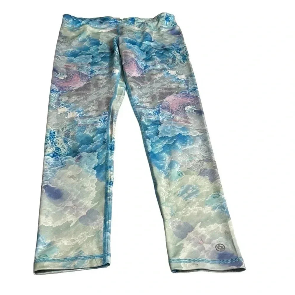 NWOT LIJA colorful abstract activewear leggings.blue and pink .Reinforced seams.